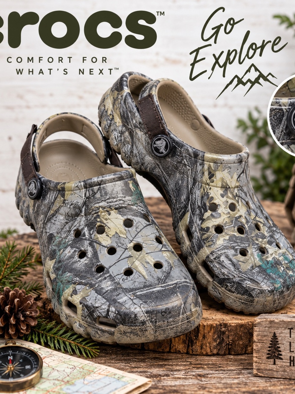 Croca Realtree Camo Outdoor Clogs M10 W12 Hunting Fishing Adjustable Strap